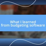 What I learned from budgeting software