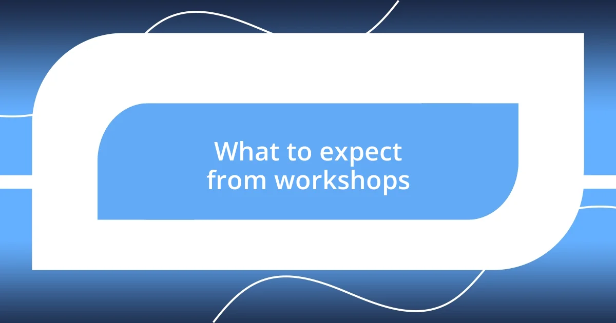 What to expect from workshops